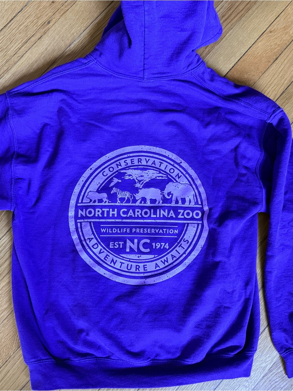 Gildan Purple Crewneck Hoodie - North Carolina Zoo - Bold Purple Pullover